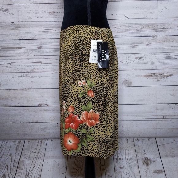 agb • vintage cheetah floral print pencil skirt - Picture 6 of 6